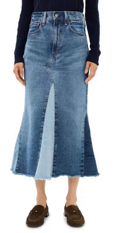 Polo Ralph Lauren Denim Skirt Delita Wash In Delta Wash