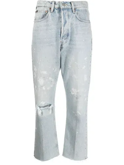 Polo Ralph Lauren Distressed-effect Cropped Jeans In Blau