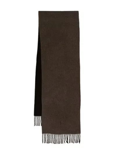 Polo Ralph Lauren Fringed Logo-print Scarf In Brown