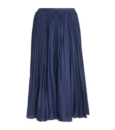 Polo Ralph Lauren Georgette Pleated Midi Skirt In Navy