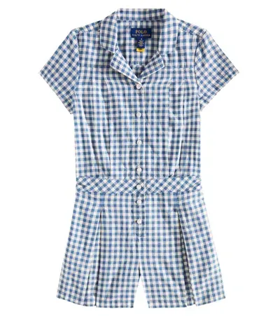 Polo Ralph Lauren Kids' Gingham Cotton Playsuit In Blue