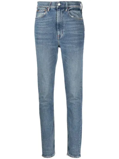 Polo Ralph Lauren High Waisted Straight Leg Skinny Jeans In Blue