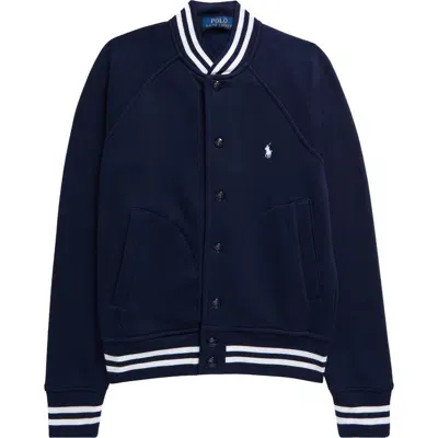 Polo Ralph Lauren Kids' Fleece Snap-up Bomber Jacket In Refined Navy