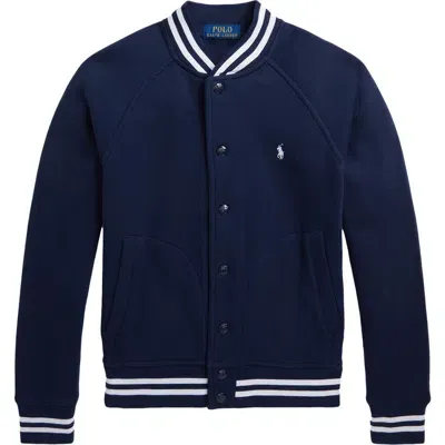 Polo Ralph Lauren Kids' Fleece Snap-up Bomber Jacket In Refined Navy/c1730