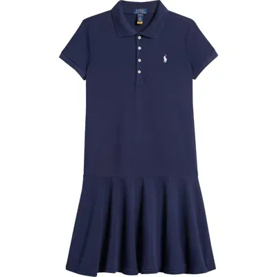 Polo Ralph Lauren Kids' Stretch Cotton Mesh Polo Dress In Refined Navy