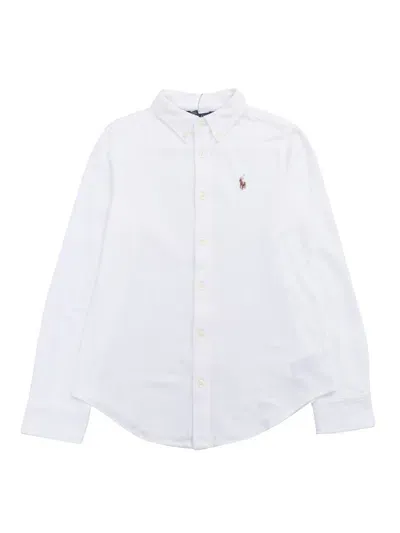 Polo Ralph Lauren Kids' Knit Oxford-shirts-button Front Shirt In White