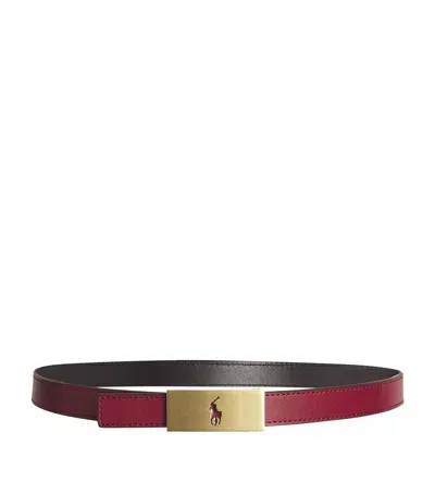 Polo Ralph Lauren Leather Reversible Polo Id Belt In Burgundy