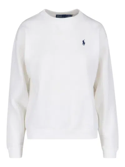 Polo Ralph Lauren Logo Crew Neck Sweatshirt In White