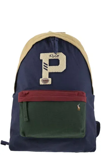 Polo Ralph Lauren Logo Patch Zipped Backpack In Multi