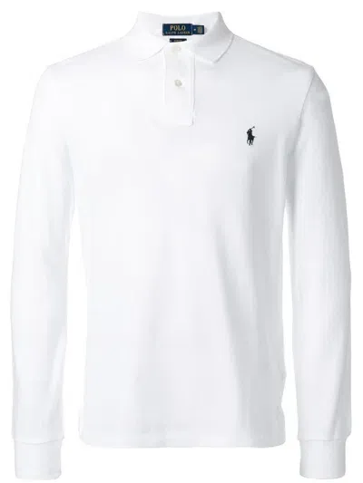 Polo Ralph Lauren Kids' Long-sleeve Cotton Polo With Embroidered Logo In White