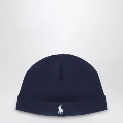 Polo Ralph Lauren Navy Bleu Cotton Bonnet With Logo In Blue