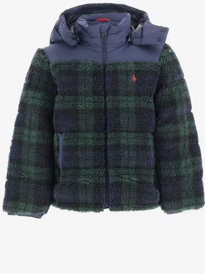 Polo Ralph Lauren Kids' Nylon And Fleece Down Jacket With Check Pattern In Red