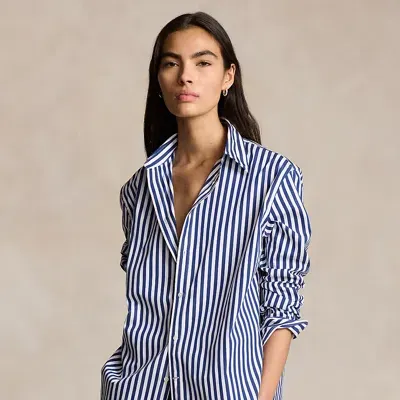 Polo Ralph Lauren Striped Cotton Shirt In Fall Royal White