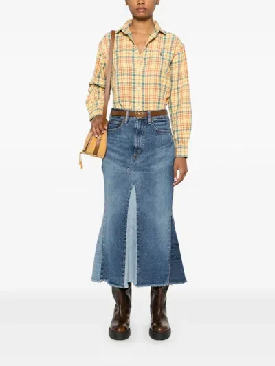 Polo Ralph Lauren Patchwork Denim Maxi Skirt In Blue