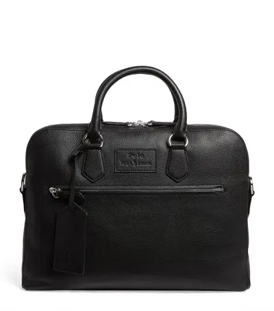 Polo Ralph Lauren Pebbled Leather Briefcase In Black