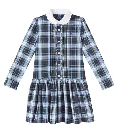 Polo Ralph Lauren Kids' Plaid Cotton Poplin Dress In Blau