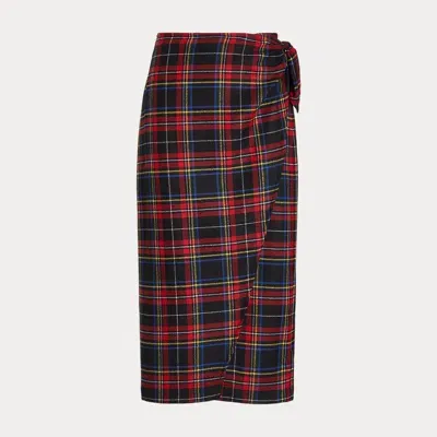 Polo Ralph Lauren Plaid Wool-blend Wrap Skirt In Multicoloured