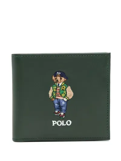 Polo Ralph Lauren Polo Bear-embroidered Wallet In Green