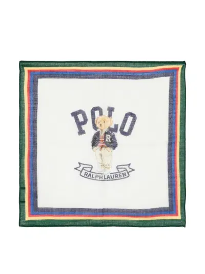 Polo Ralph Lauren Polo Bear Wool Scarf In White