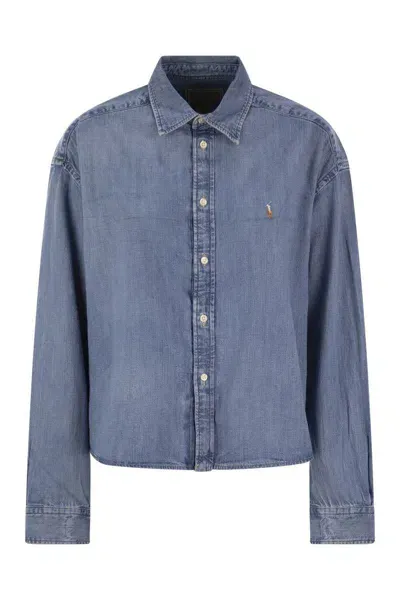 Polo Ralph Lauren Short Square Denim Shirt In Blue