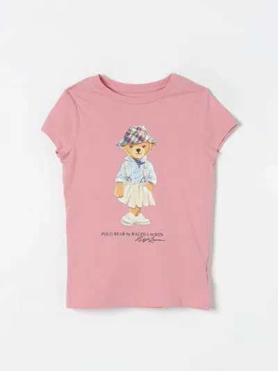 Polo Ralph Lauren Kids' Bear Print Cotton Jersey T-shirt In Pink