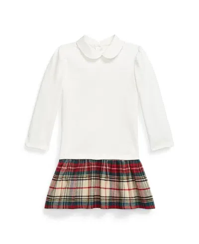 Polo Ralph Lauren Kids' Toddler And Little Girls Plaid-skirt Ponte Dress In White