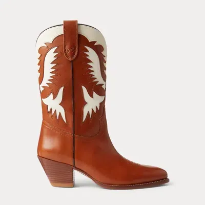 Polo Ralph Lauren Vachetta Leather Western Boot In Brown