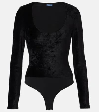 Polo Ralph Lauren Velvet Bodysuit In Schwarz