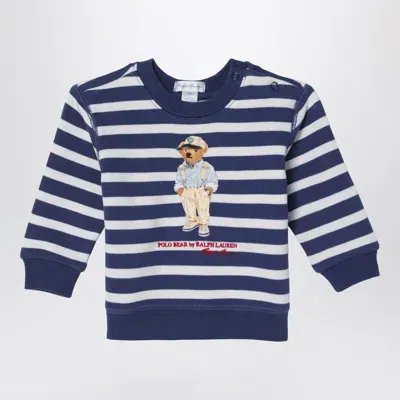 Polo Ralph Lauren White/navy Blue Striped Sweatshirt With Print In Blau