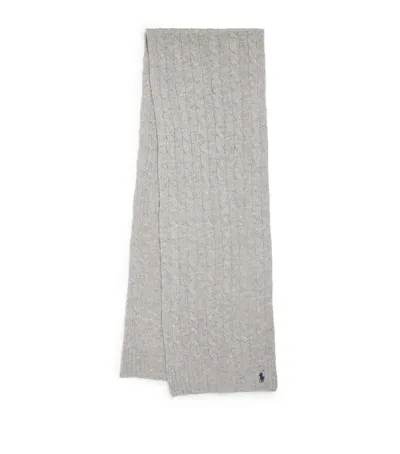 Polo Ralph Lauren Wool-cashmere Pony Scarf In Grey