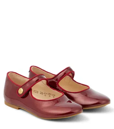 Pom D'api Kids' Daisy Baby Patent Leather Mary Jane Flats In Red