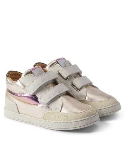 Pom D'api Kids' Mousse Backy Leather Sneakers In Multicoloured