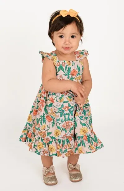 Popatu Kids' Ruffle Floral Dress In Pink Multi