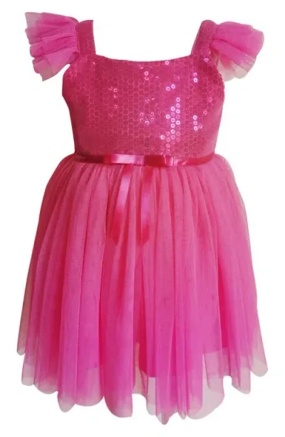 Popatu Babies'  Sequin & Tulle Party Dress In Hot Pink