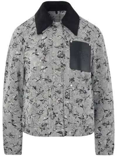 Ports 1961 Floral-print Denim Jacquard Jacket In White