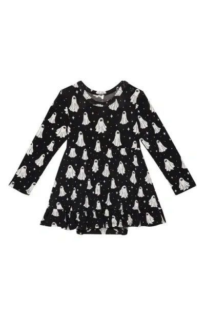 Posh Peanut Babies'  Ghostly Ruffle Long Sleeve Skirted Romper In Black