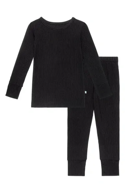 Posh Peanut Kids'  Long Sleeve Rib Fitted Two-piece Pajamas In Black