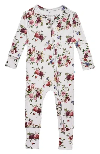 Posh Peanut Babies'  Philippa Floral Fitted Convertible Footie Pajamas In Open White