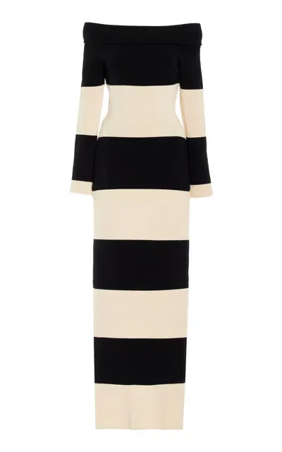 Posse Theo Striped Knit Long Dress In Black