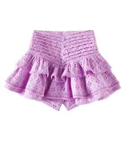 Poupette St Barth Kids' Alizee Broderie Anglaise Cotton Skirt In Purple