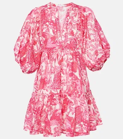 Poupette St Barth Aria Printed Cotton Minidress In Pink