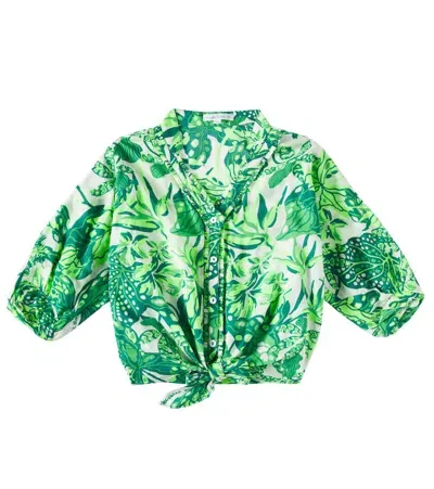 Poupette St Barth Kids' Azia Floral Top In Green