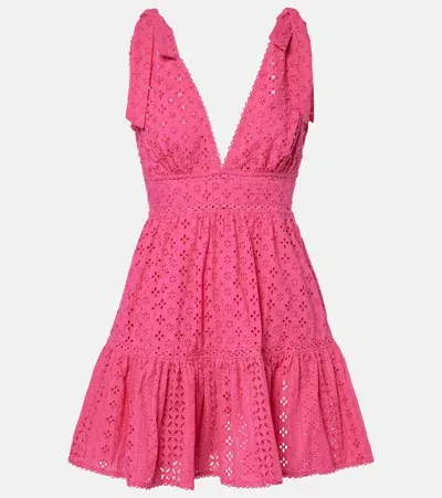 Poupette St Barth Cara Broderie Anglaise Cotton Minidress In Pink