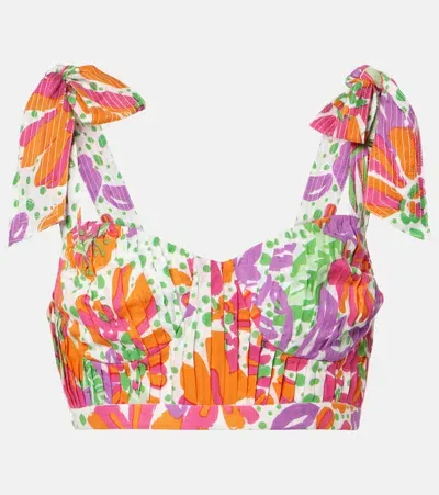 Poupette St Barth Carla Printed Halterneck Crop Top In Pink