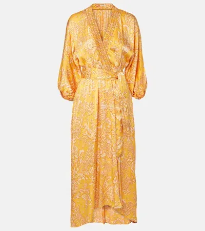 Poupette St Barth Celie Printed Asymmetric Maxi Dress In Yellow