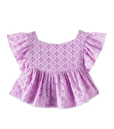 Poupette St Barth Kids' Cycas Broderie Anglaise Cotton Top In Purple