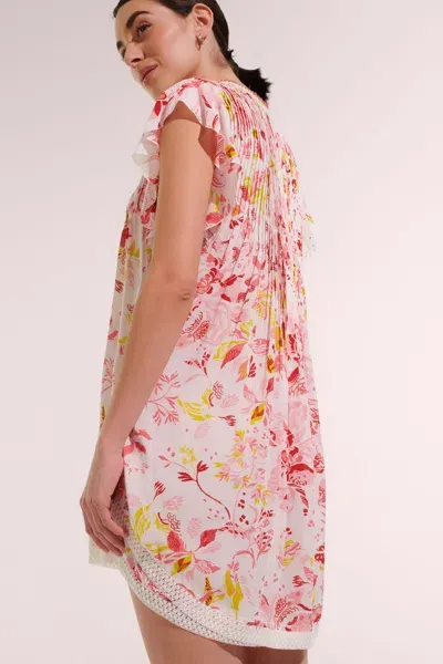 Poupette St Barth Sasha Floral Print Mini Dress In Pink Nemesia