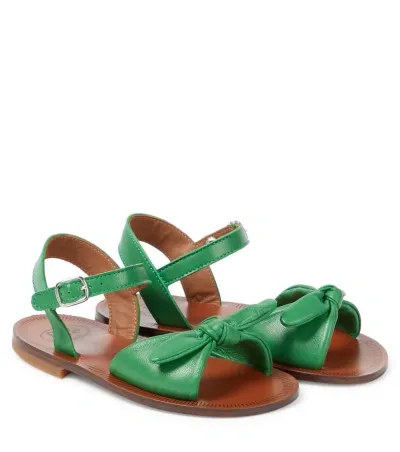 Pèpè Kids' Leather Sandals In Green