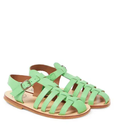 Pèpè Kids' Leather Sandals In Green