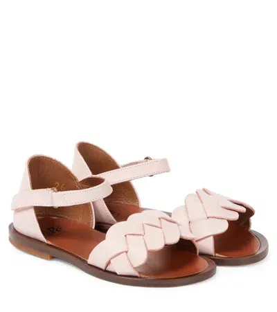 Pèpè Kids' Leather Sandals In Pink